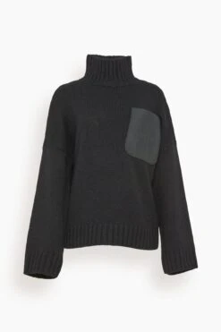 JW Anderson Leather Patch Pocket Jumper In Black