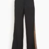 Viva Wide Leg Trouser With Tuxedo Stripe In Black