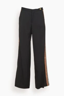 Viva Wide Leg Trouser With Tuxedo Stripe In Black