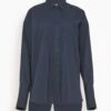 Poplin Long Sleeve Shirt In Navy