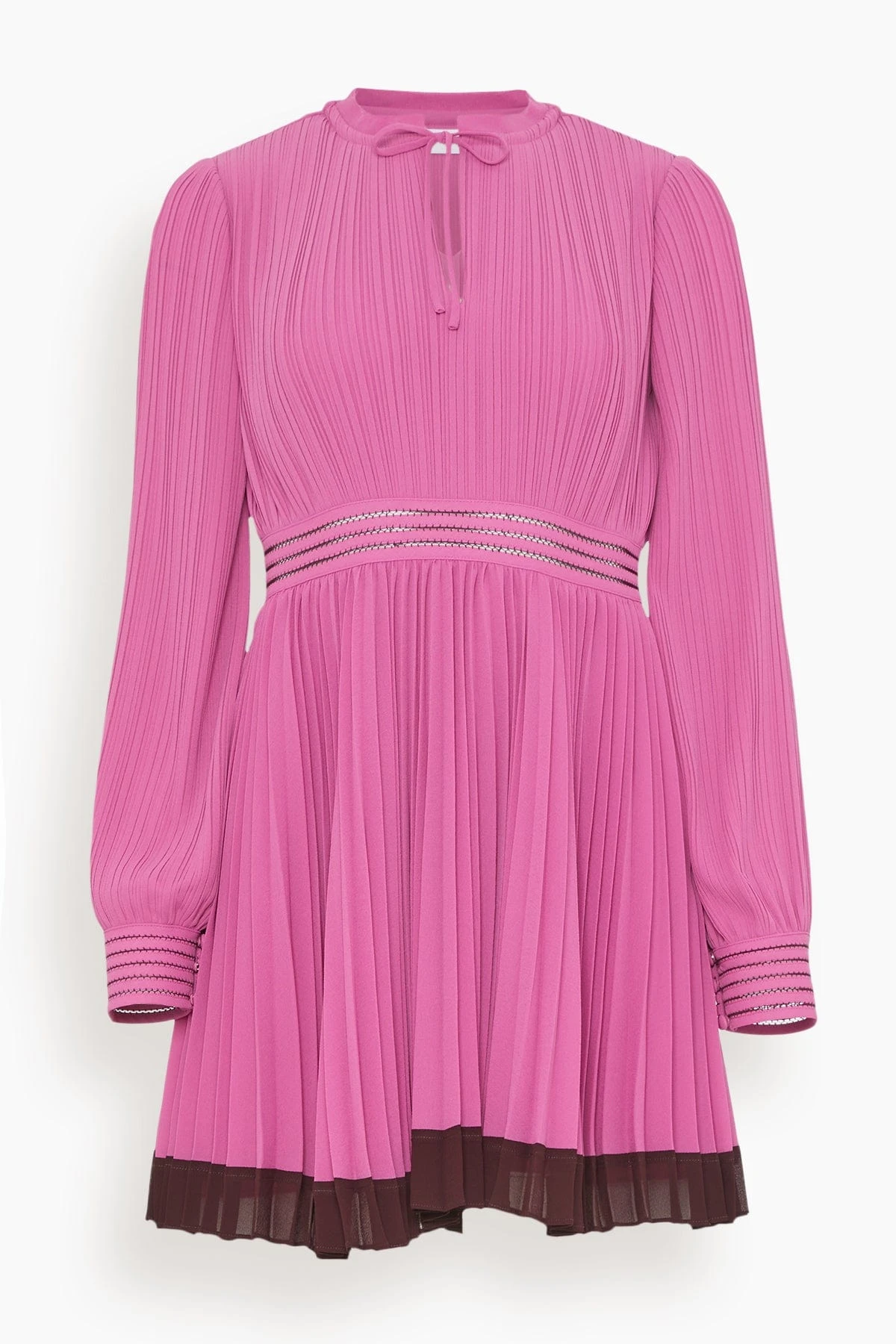 Calypso Pleated Georgette Tie Front Mini Dress In Opera Pink 1 Calypso Pleated Georgette Tie Front Mini Dress In Opera Pink