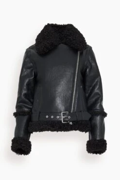 Charleston Sherpa Moto Jacket In Black