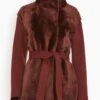 Double Face Cashmere Silky Lamb Jacket In Red Velvet