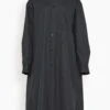 Lemaire Officer Collar Shirt Dress In Caviar