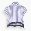 Sacai Thomas Mason / Cotton Poplin Shirt In Purple Stripe