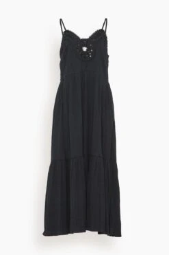 SEA Charlotte Embroidered Sleeveless Dress In Black