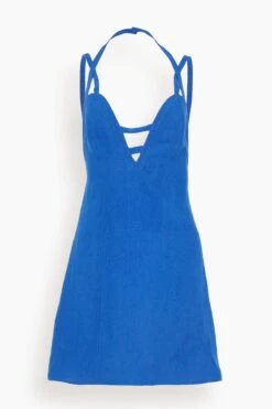 Short Linen Dress In Majorelle