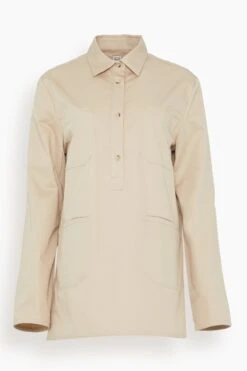 Toteme Cotton-Twill Pocket Shirt In Overcast Beige