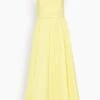 Caroline Pleated Midi Dress In Limoncello