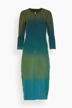 Heather Dress In Hunter Teal Stripes