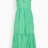 SEA Kyle Solid Slip Dress With Braid In Lime