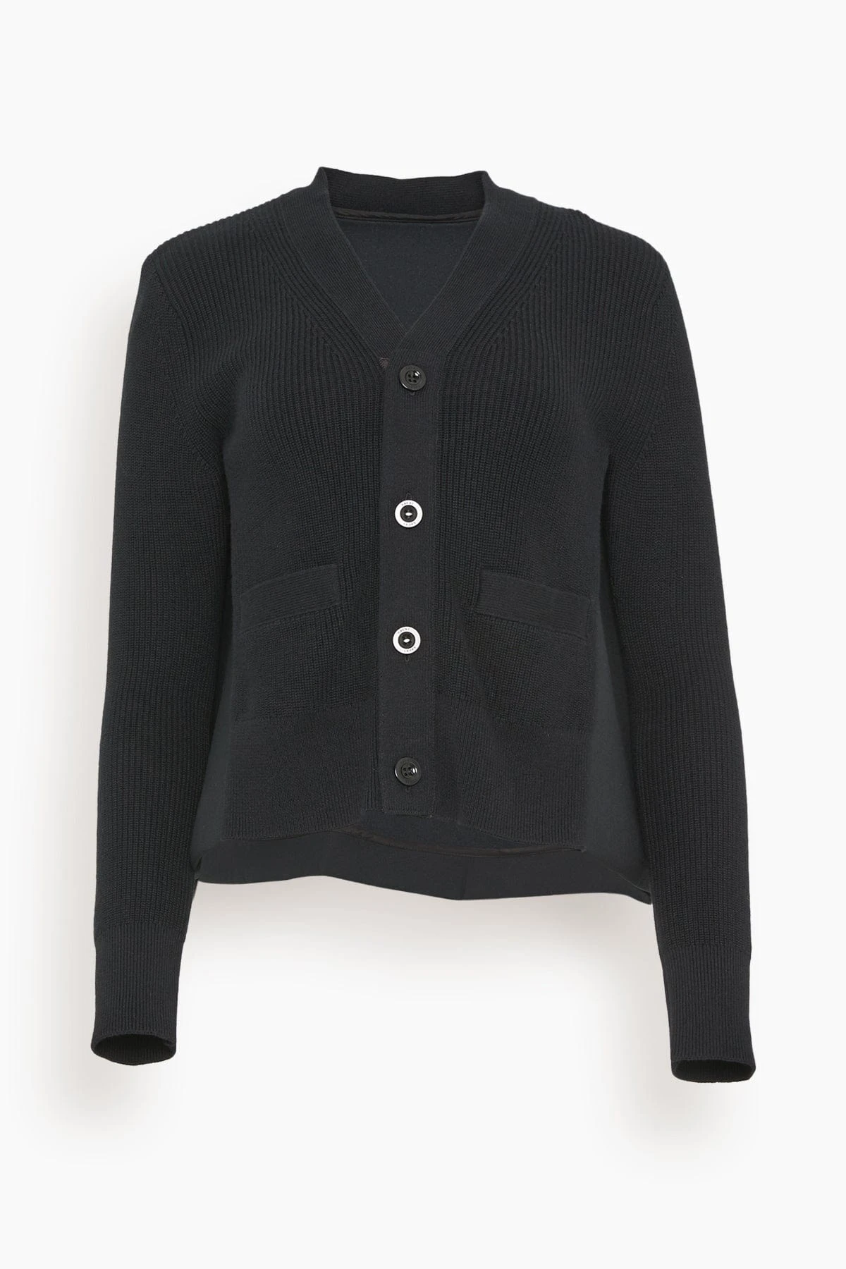 Sacai Suiting Bonding X Cotton Cashmere Knit Cardigan In Black 1 Sacai Suiting Bonding X Cotton Cashmere Knit Cardigan In Black