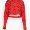 Marni Small Dot Technical Jersey Boatneck Top In Lacquer