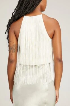 PROENZA SCHOULER Graphic Beaded Fringe Embroidered Top In White Multi -Dries Van Noten Shop 294057 3