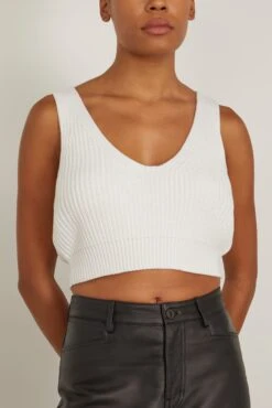 Ribbed Cotton Cropped Sweater In Off White -Dries Van Noten Shop 294448 2