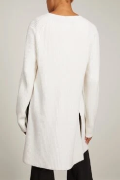 Ribbed Cotton Button Sweater In Off White 7 Ribbed Cotton Button Sweater In Off White -Dries Van Noten Shop 294450 3