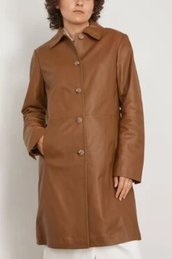 Uvon Long Leather Jacket In Brown -Dries Van Noten Shop 294457 2