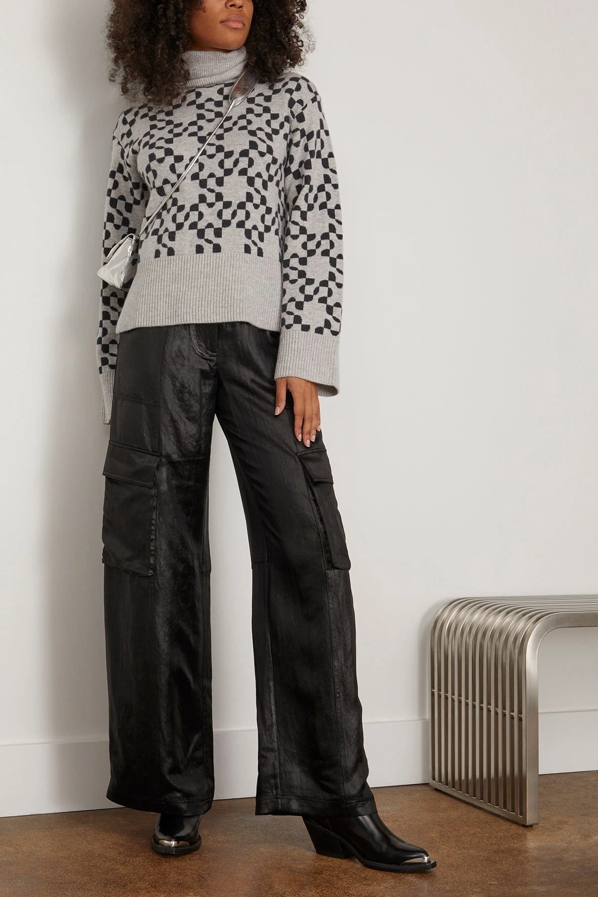 Charlenne Turtleneck Sweater In Heather Grey Charcoal 2 Charlenne Turtleneck Sweater In Heather Grey Charcoal - Image 2