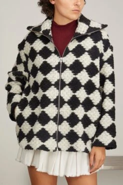 Samsoe Samsoe Tess Overshirt Full Zip In Crochet Black/White -Dries Van Noten Shop 300902 2