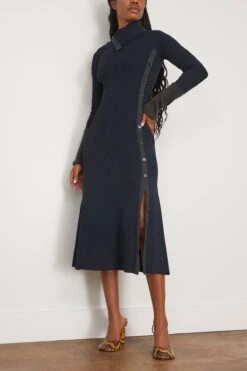 PROENZA SCHOULER Fine Rib Knit Dress In Midnight Multi -Dries Van Noten Shop 308966 2