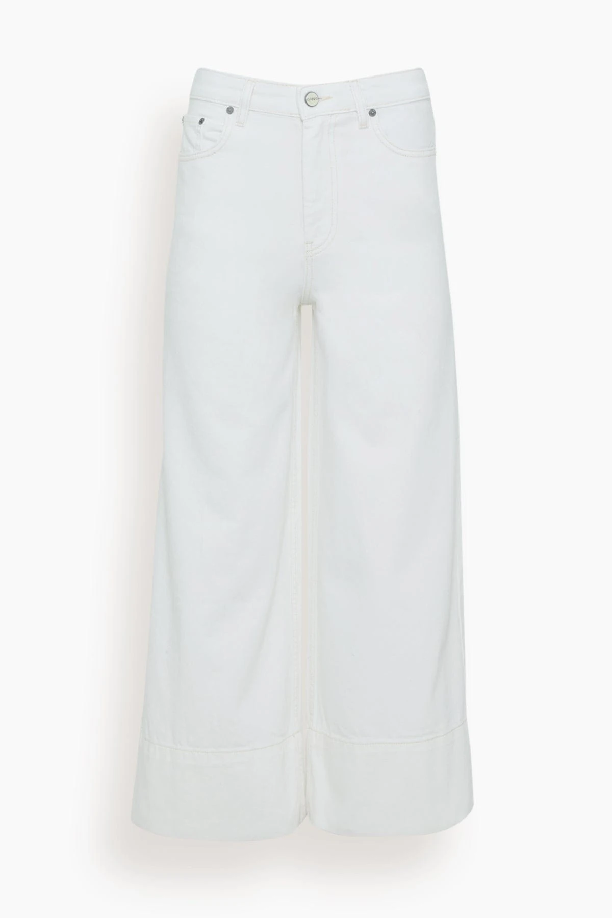 Ganni White Denim Cropped Jean In Bright White 1 Ganni White Denim Cropped Jean In Bright White