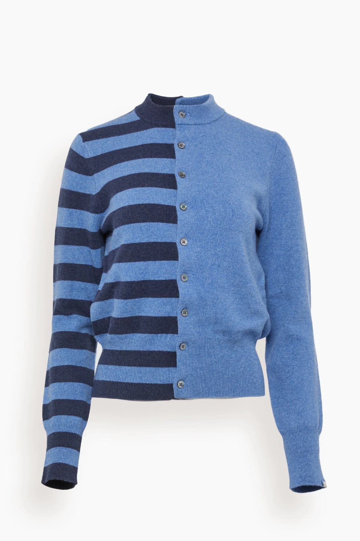 Little Game Paneled Contrast Cardigan In Denim/Ocean 1 Little Game Paneled Contrast Cardigan In Denim/Ocean