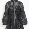 Simone Rocha Long Puff Sleeve Zip-Up Bomber Coat In Black
