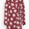 Donna Star Mini Wrap Dress In Berry Cutout Star