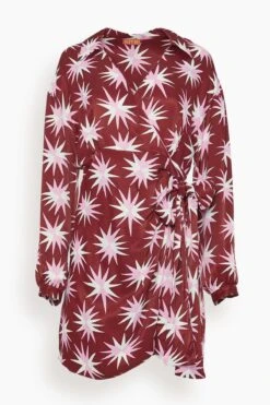 Donna Star Mini Wrap Dress In Berry Cutout Star