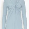 Long Sleeve Twist Front Top In Sky
