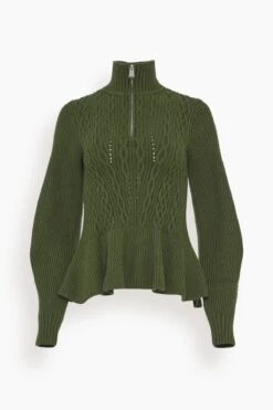 Susanna Long Sleeve Polo In Moss