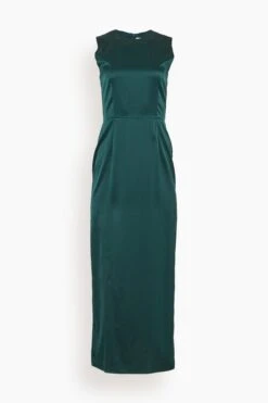 Ila Silk Shift Dress In Deep Forest