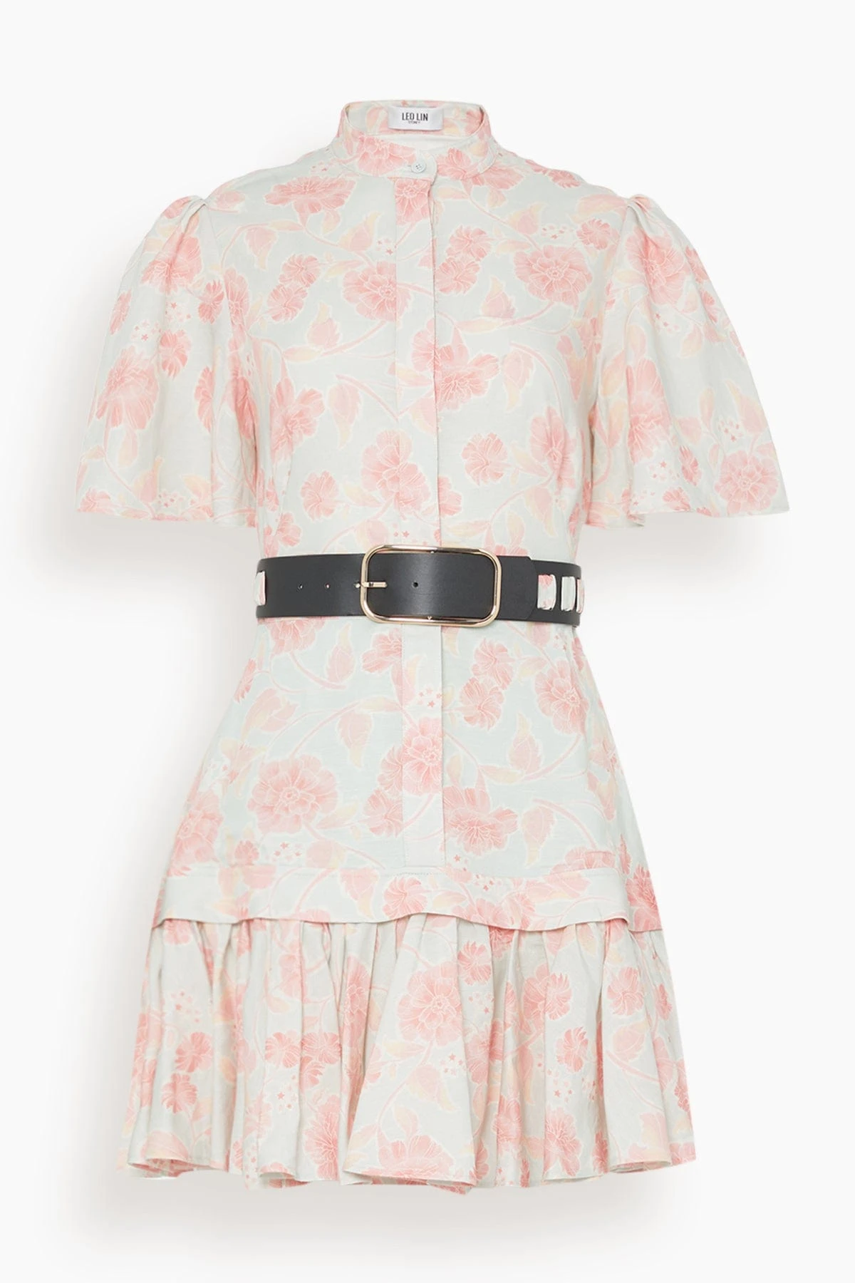 Beatrice Short Sleeve Mini Dress In Anemone Print In Rouge 1 Beatrice Short Sleeve Mini Dress In Anemone Print In Rouge