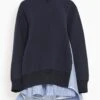Sacai Sponge Sweat Pullover In Navy