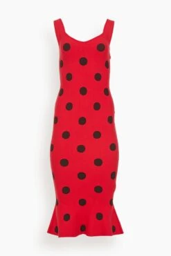 Marni Techno Knit Dots Sleeveless Dress In Tulip