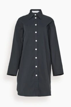 Soft Poplin Button Down Dress In Black