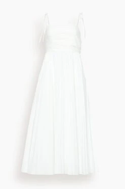 Caroline Pleated Midi Dress In White
