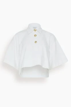 Cropped Oversized Polo In White