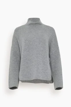 ALLUDE Mock Sweater In Heather Melange