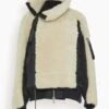 Sacai Faux Shearling X Nylon Twill Blouson In Black/Ecru