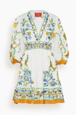 Margherita Dress In Borboni Placed Bianco