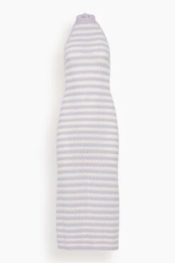 Atlanta Halter Knit Dress In Lilac Stripe