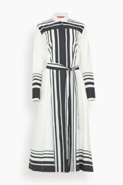 Sundowner Dress In Handmade Dots Black White Placee