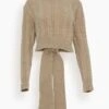 MM6 Maison Margiela Cable Knit Cropped Sweater In Beige