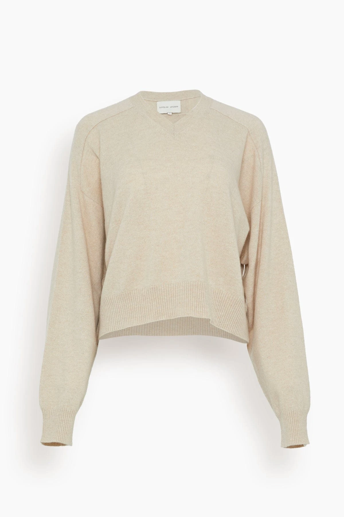 Emsalo V Neck Sweater In Cream Melange 1 Emsalo V Neck Sweater In Cream Melange