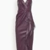 Carlee Fringe Midi Dress In Plum
