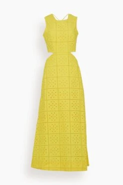 Ganni Broderie Anglaise Two Piece Dress In Maize