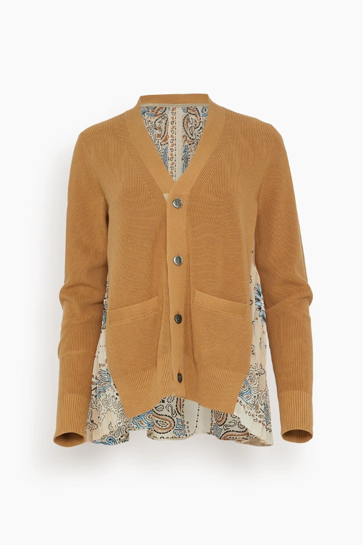 Sacai Bandana Print Knit Cardigan In Beige 1 Sacai Bandana Print Knit Cardigan In Beige