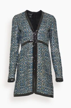 GIAMBATTISTA VALLI Boucle Mini Dress In Blue/Gold