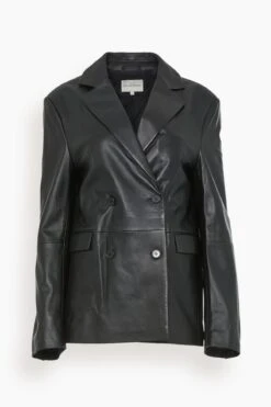 Davao Leather Blazer In Black